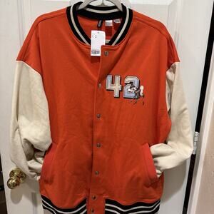 Disney x H&M Divided Bambi Oversized Lettermans Button Jacket Womens Medium NEW